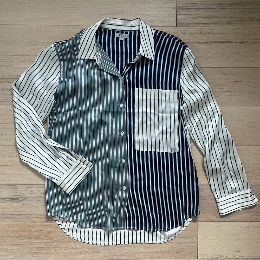 Rails “Spencer Kent Multi-Stripe” Silk Blouse